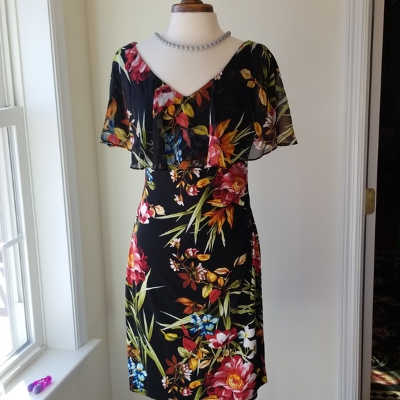 Connected Apparel Floral FlutterSleeve Dress - Picture 3 of 8